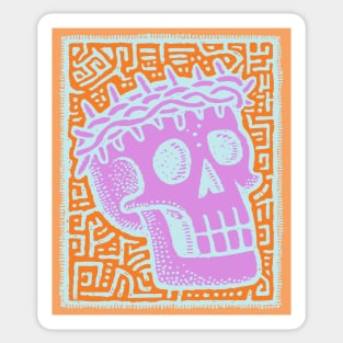 Psychedelic Skull with Crown of Thorns - Modern Gothic Art Sticker
